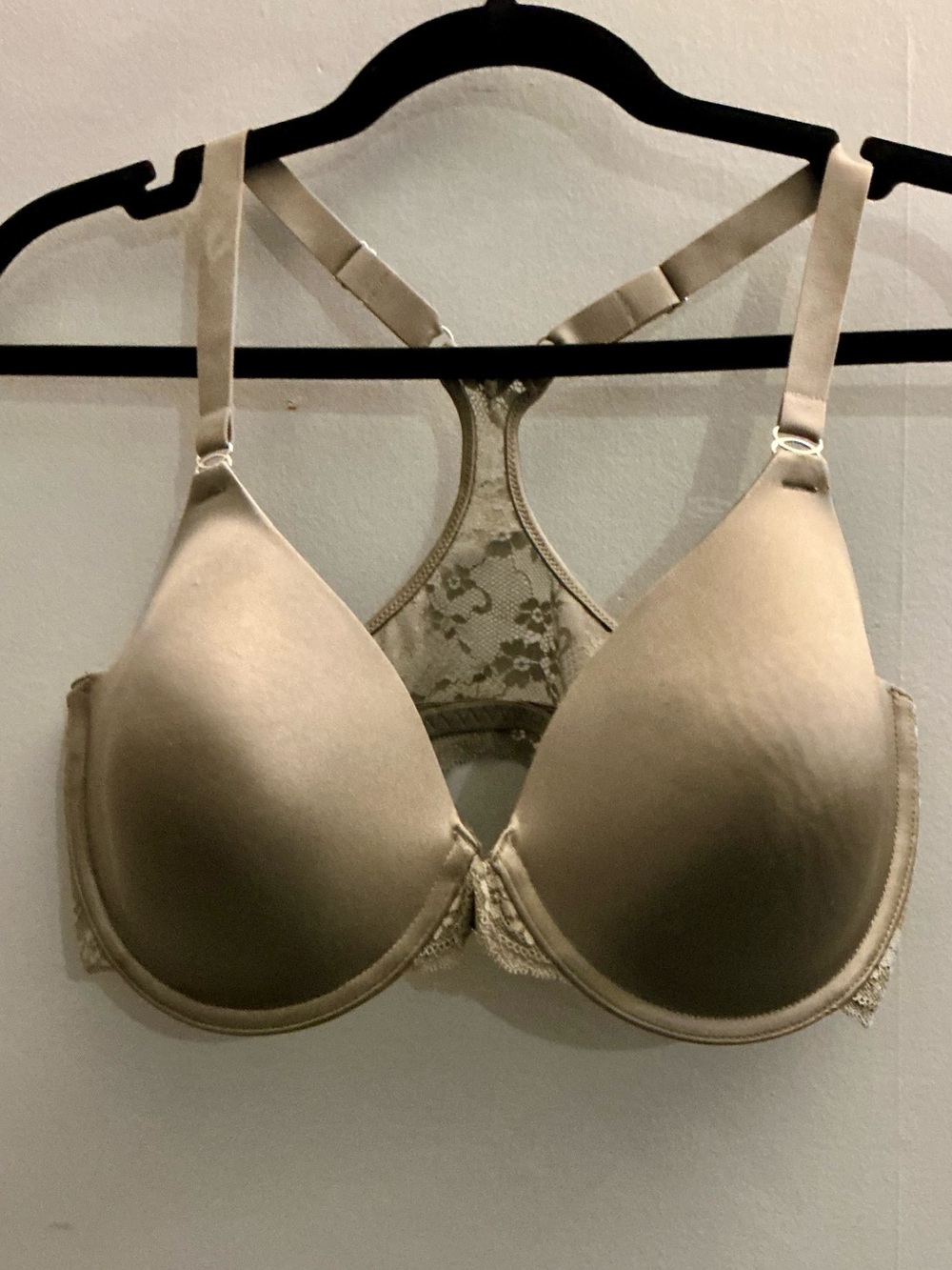 Maidenform 36DD Front Closure Lace Racerback Bra Taupe